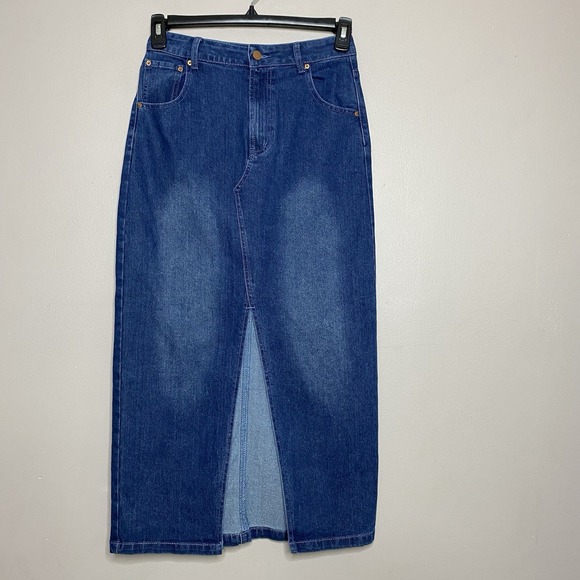 Rachel Zoe Dresses & Skirts - Rachel Zoe Women Skirt Size 6 High Rise Denim Maxi Front Slit Western Boho‎